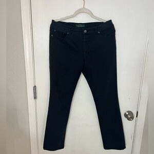 Lauren Ralph Lauren Women's Denim Jeans Sz 12 Black Mid Rise Straight Leg